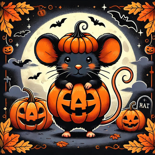 Vinyl sticker: Colorful Minimalist Black Mouse Pumpkin Costume Sticker for Laptop, Wall, Car, Window, Bumper, and Water Bottle – Waterproof, Auto Decal for Truck and More (4)