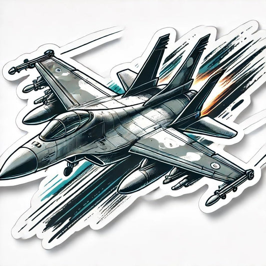 Vinyl sticker: Military Fighter Jet Sticker - Vibrant Vinyl Decal for Laptop, Wall, Car, Window, Bumper, Truck, Water Bottle - Fighter Jet in Flight Design