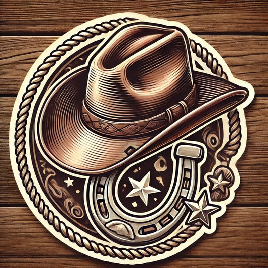 Vinyl sticker: Cowboy Hat and Horseshoe Decal for Laptop, Wall, Car, Window, Bumper, Truck, Waterproof Vinyl Sticker for Water Bottle (8)