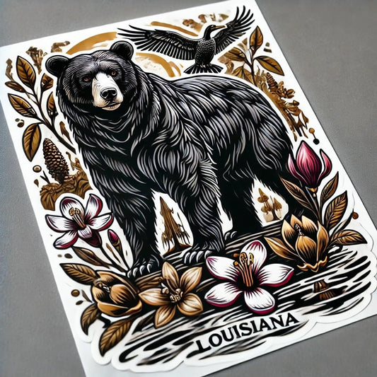 Vinyl sticker: Louisiana Black Bear Head Vinyl Sticker – Waterproof Decal for Car, Laptop, Window, Bumper, Truck, Water Bottle