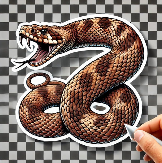 Vinyl sticker: Fierce Rattlesnake Sticker for Laptop, Wall, Car, Window, Bumper, Decal, Waterproof Auto, Truck, Water Bottle