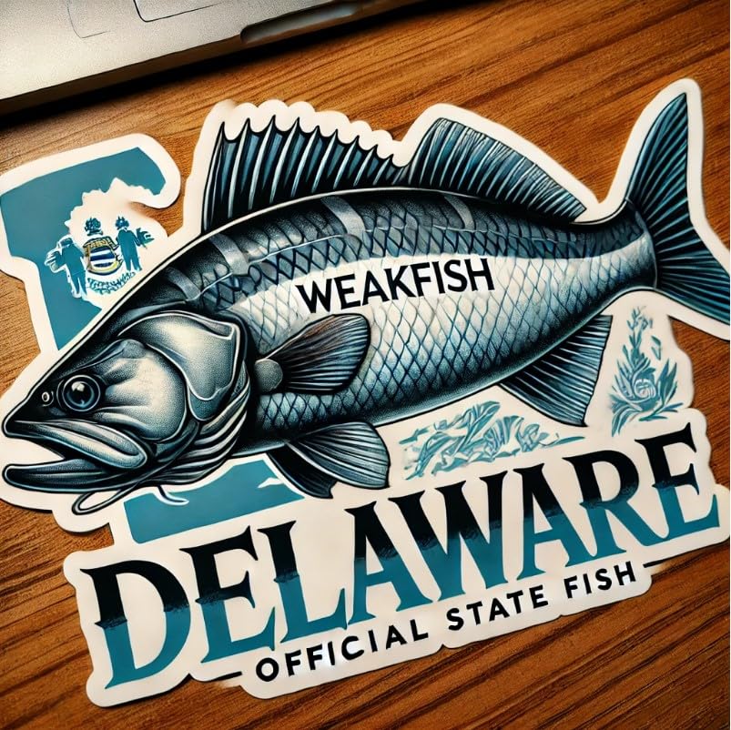 Vinyl sticker: Bold Gray Weakfish Delaware Striking Laptop Wall Car Window Bumper Sticker Decal Truck Waterproof Auto Water Bottle