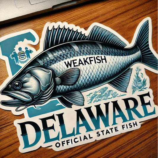 Vinyl sticker: Bold Gray Weakfish Delaware Striking Laptop Wall Car Window Bumper Sticker Decal Truck Waterproof Auto Water Bottle