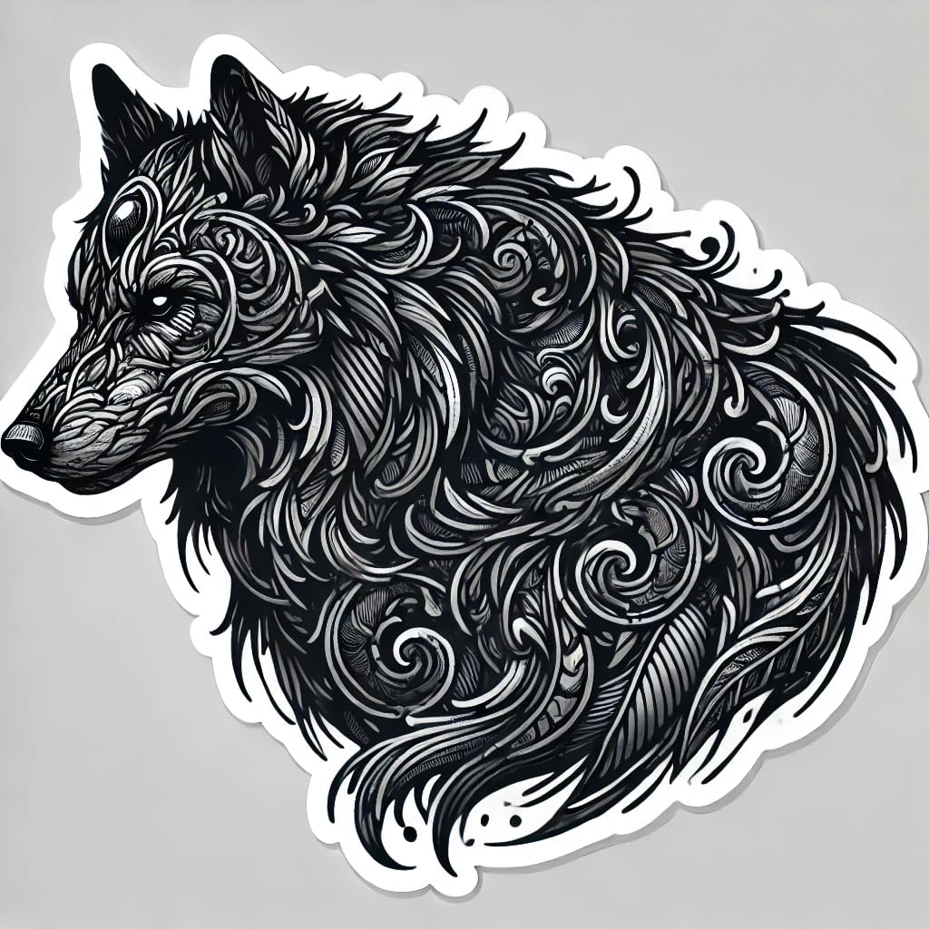 Vinyl sticker: Medieval Gothic Wolf Sticker for Laptop, Wall, Car, Window, Bumper, Waterproof Vinyl Decal for Truck, Auto, Water Bottle (8)