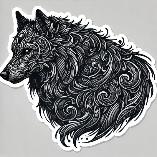 Vinyl sticker: Medieval Gothic Wolf Sticker for Laptop, Wall, Car, Window, Bumper, Waterproof Vinyl Decal for Truck, Auto, Water Bottle (8)