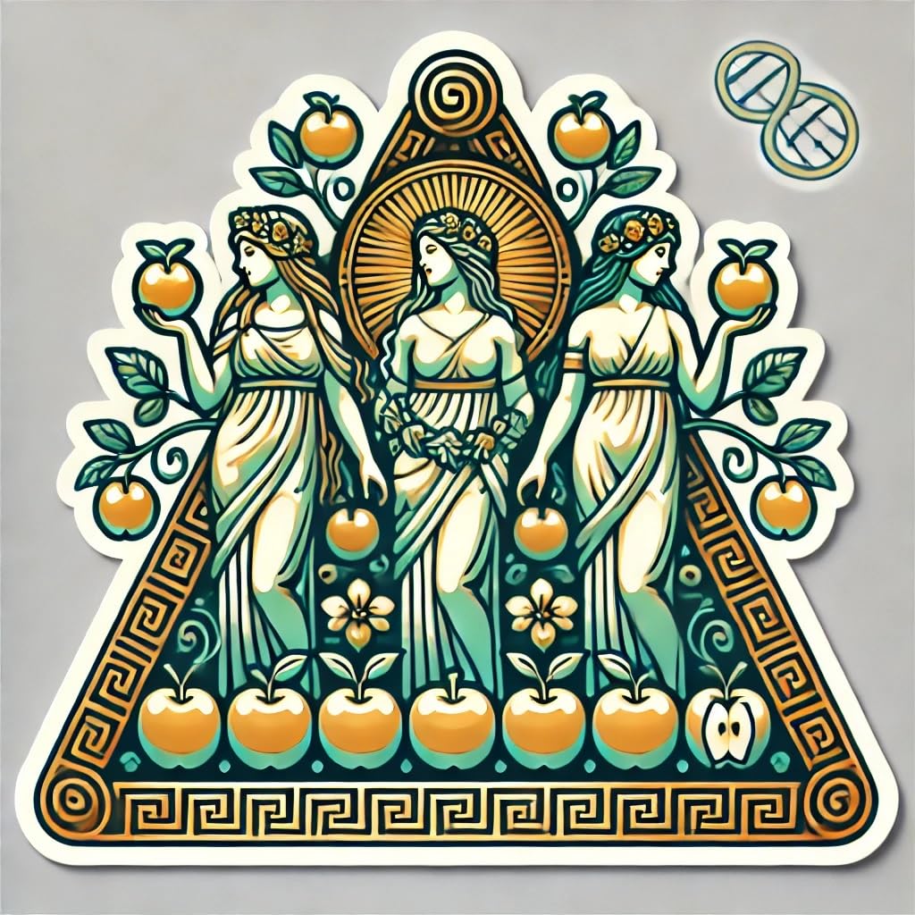 Vinyl sticker: Laptop Wall Car Window Bumper Sticker Decal - Hesperides with Spiraling Vines and Golden Apples Waterproof Vinyl for Auto and Water Bottle
