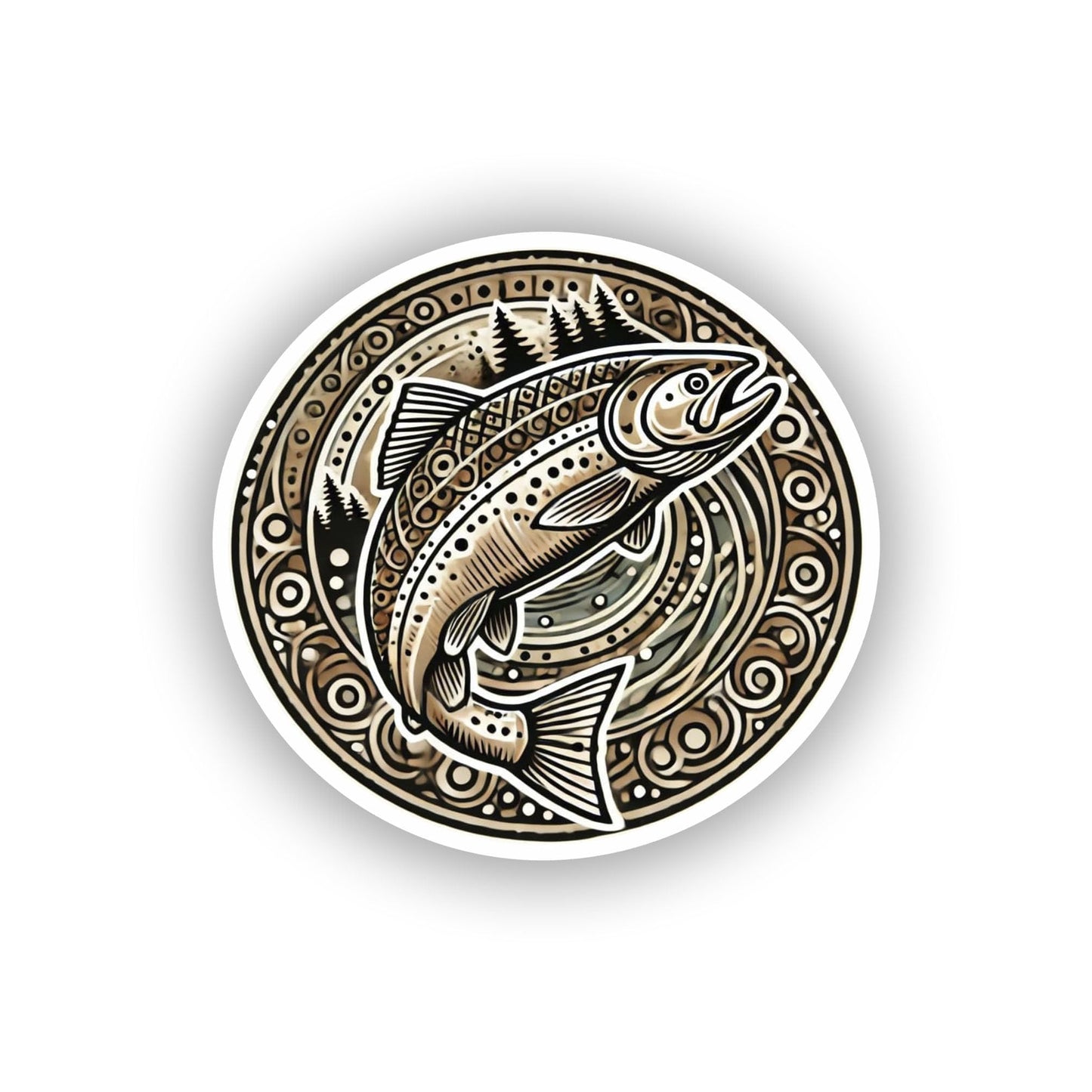 Vinyl sticker: Alaska Chinook Salmon Laptop Wall Car Window Bumper Sticker Decal Truck Waterproof Auto Water Bottle Tribal Design (6)