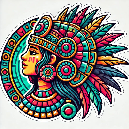 Vinyl sticker: Aztec Goddess Vinyl Sticker for Laptop, Wall, Car, Window, Bumper, Waterproof, Truck, Auto, Water Bottle – Bold and Colorful Design (8)