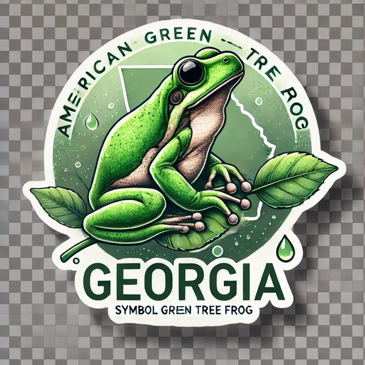 Vinyl sticker: Waterproof Car Window Laptop Wall Bumper Sticker Decal Truck Auto Water Bottle – Realistic American Green Tree Frog Symbol of Georgia Nature Wildlife Art