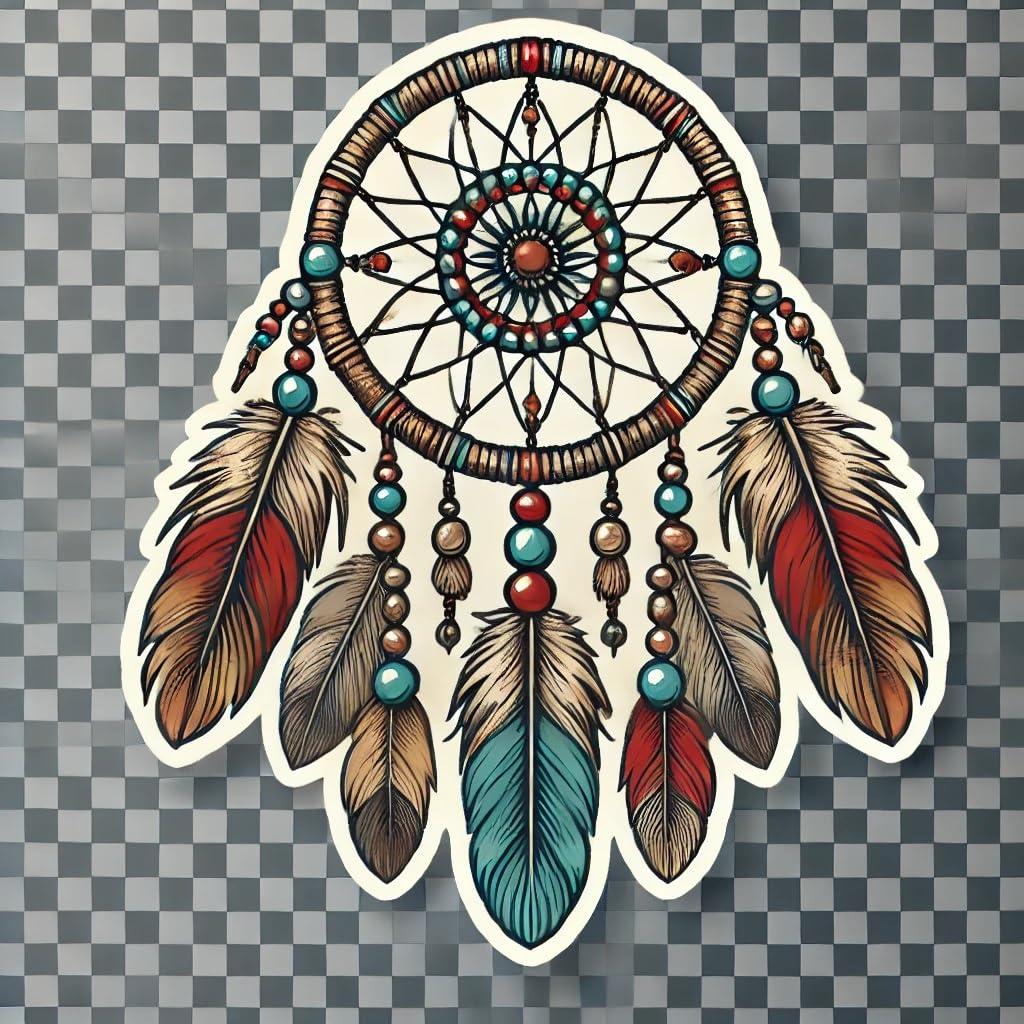 Vinyl sticker: Native American Dreamcatcher Laptop, Wall, Car, Window, Bumper, Sticker, Decal - Waterproof, Auto, Water Bottle, Truck, Durable Vinyl, Cultural Symbol Design