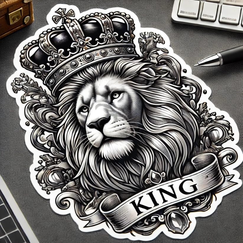 Vinyl sticker: Majestic Lion Sticker Decal – Powerful Design for Laptop, Wall, Car, Window, Bumper, Truck, Waterproof, Auto, Water Bottle