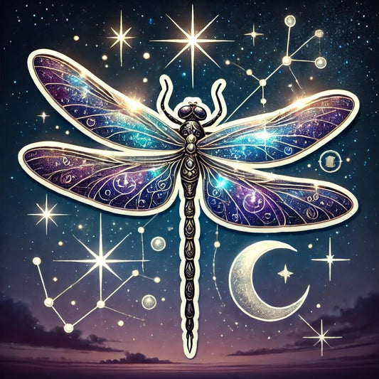 Vinyl sticker: Fantasy Dragonfly Laptop Wall Car Window Bumper Sticker – Celestial Wings Under Twilight Sky Decal for Truck, Auto, Water Bottle, Waterproof (6)