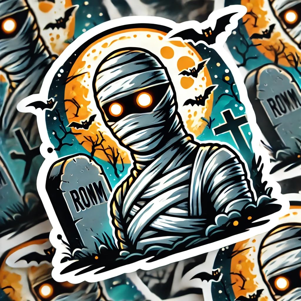 Vinyl sticker: Grinning Black Cat with Witch's Hat Halloween Sticker - Pumpkins and Autumn Leaves, Waterproof Vinyl Decal for Laptop, Wall, Car, Window, Bumper, Truck, and Water Bottle (4)