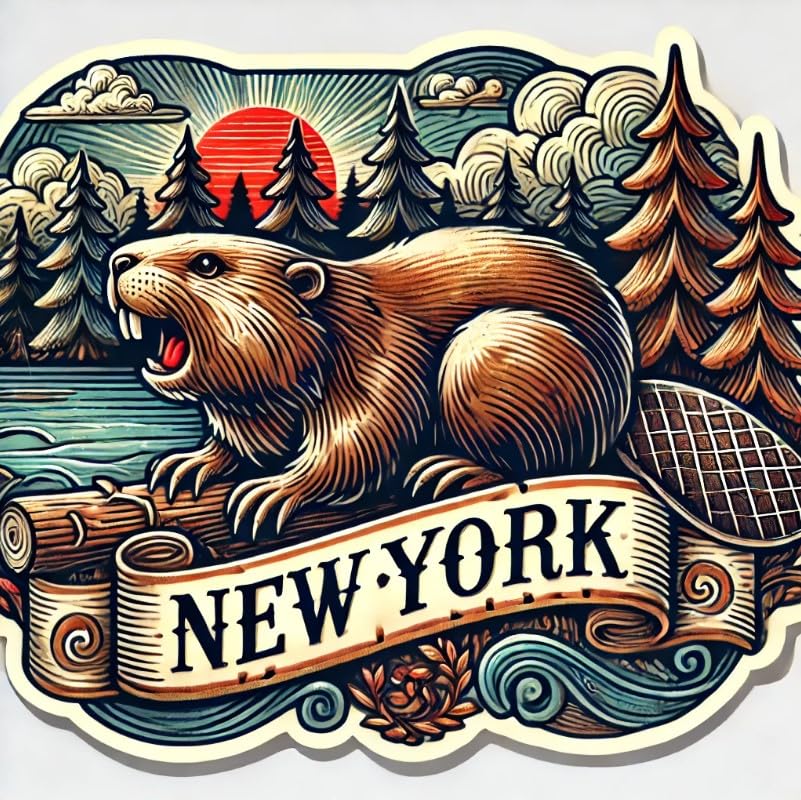 Vinyl sticker: New York Beaver Decal for Car Bumper, Laptop, Wall, Window, Waterproof Vinyl Auto Water Bottle Sticker