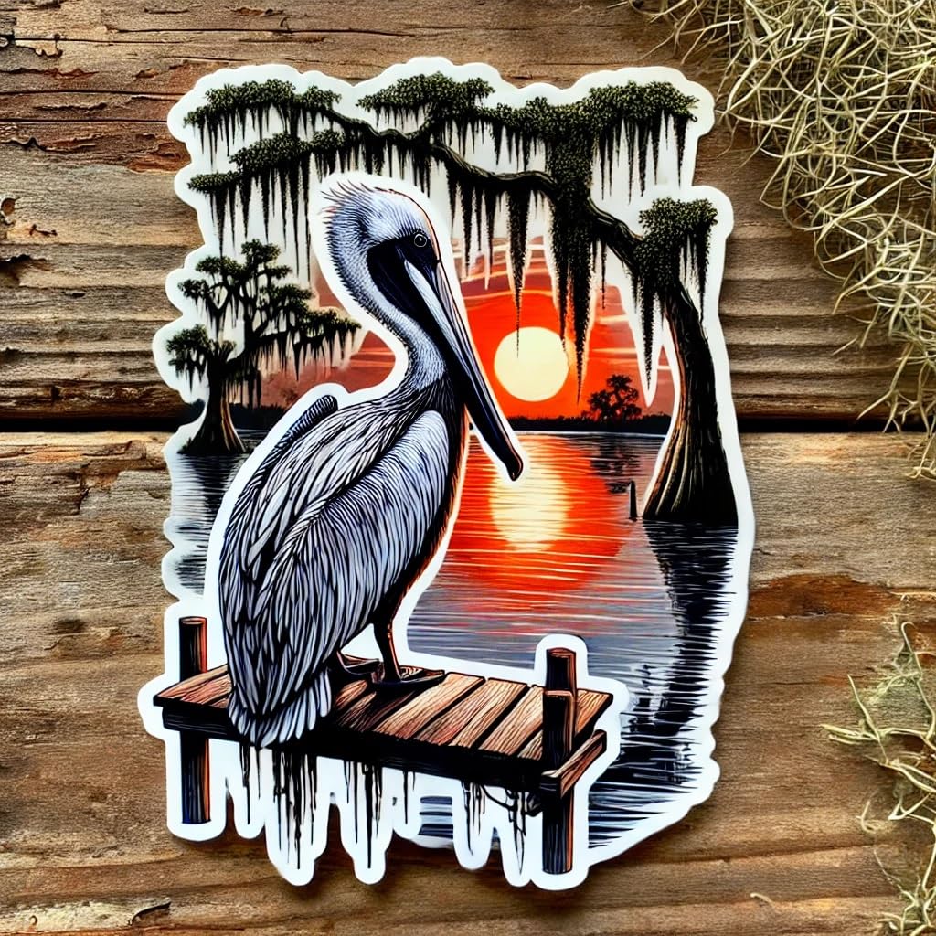 Vinyl sticker: Minimalist American Pelican Waterproof Sticker for Laptop, Wall, Car, Window, Bumper, Decal, Truck, Auto, Water Bottle – Modern Bird Design