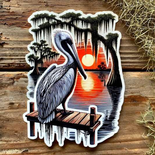 Vinyl sticker: Minimalist American Pelican Waterproof Sticker for Laptop, Wall, Car, Window, Bumper, Decal, Truck, Auto, Water Bottle – Modern Bird Design