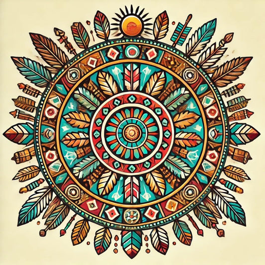 Vinyl sticker: Detailed Waterproof Vinyl Sticker Decal for Laptop, Wall, Car, Window, Bumper, and Water Bottle with Native American Mandala Art