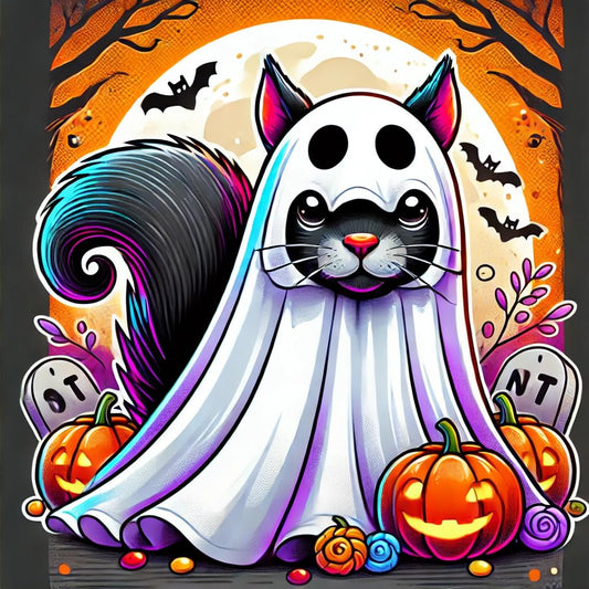 Vinyl sticker: Colorful Minimalist Black Squirrel Ghost Costume Sticker for Laptop, Wall, Car, Window, Bumper, and Water Bottle – Waterproof, Auto Decal for Truck and More (6)