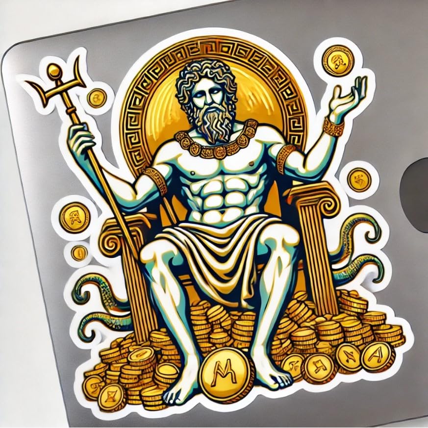 Vinyl sticker: Hades Sticker with Golden Treasures for Laptop, Wall, Car, Window, Bumper, Decal, Truck, Waterproof Auto, and Water Bottle Design