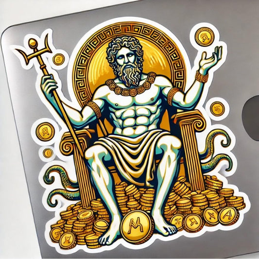 Vinyl sticker: Hades Sticker with Golden Treasures for Laptop, Wall, Car, Window, Bumper, Decal, Truck, Waterproof Auto, and Water Bottle Design