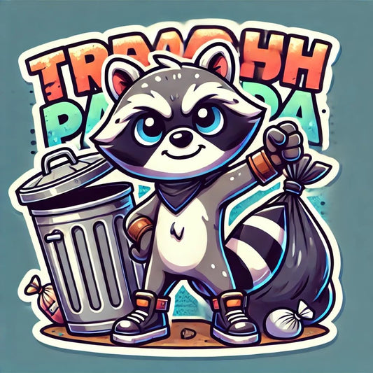 Vinyl sticker: Laptop Wall Car Window Bumper Sticker Decal Truck Waterproof Auto Water Bottle Trash Panda Hero Raccoon with Shield Funny Cartoon Animal Style (6)