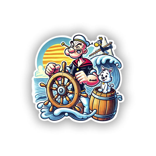 Vinyl sticker: Popeye and Tintin Ship Adventure Laptop Wall Car Window Bumper Sticker Decal Waterproof Auto Water Bottle