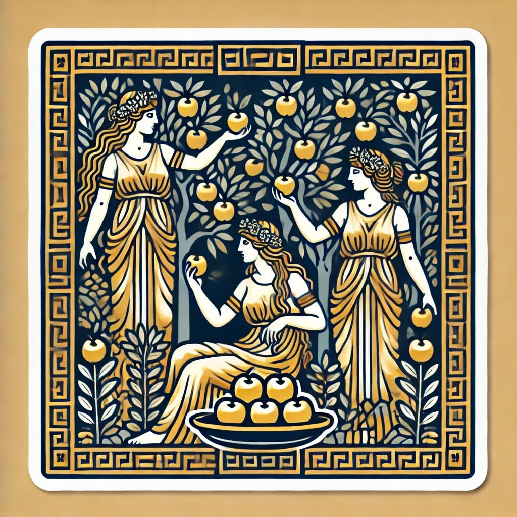 Vinyl sticker: Laptop Wall Car Window Bumper Sticker Decal - Hesperides in Orchard with Olive Branches Waterproof Vinyl for Auto and Water Bottle