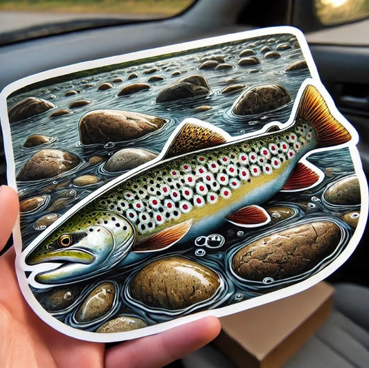 Vinyl sticker: Brook Trout River Rocks Vinyl Sticker for Laptop, Wall, Car, Window, Bumper, Decal, Truck, Waterproof, Auto, Water Bottle