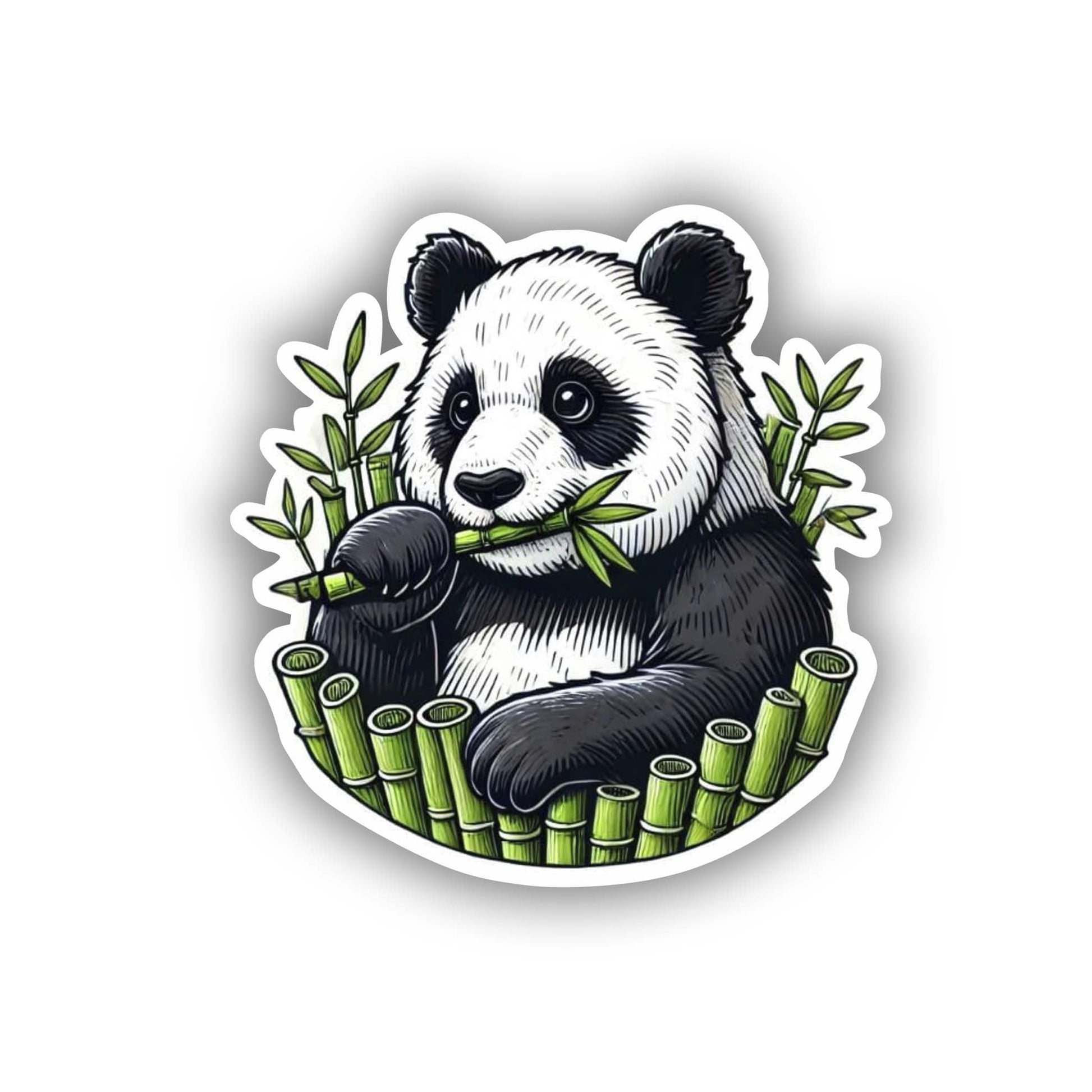 Vinyl sticker: Adorable Panda Eating Bamboo Sticker for Laptop, Wall, Car, Window, Bumper, Truck, Waterproof Decal - Realistic Design (6)