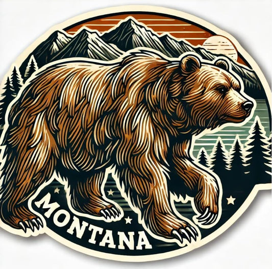 Vinyl sticker: Majestic Montana Grizzly Bear Laptop Wall Car Window Bumper Sticker Decal Truck Waterproof Auto Water Bottle (6)