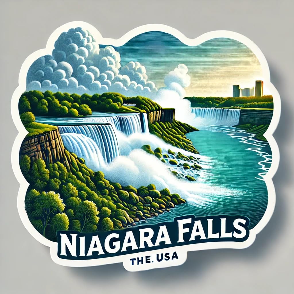 Vinyl sticker: Niagara Falls Scenic Waterfall Sticker for Laptop, Wall, Car, Window, Bumper, Waterproof Decal for Truck, Auto, Water Bottle