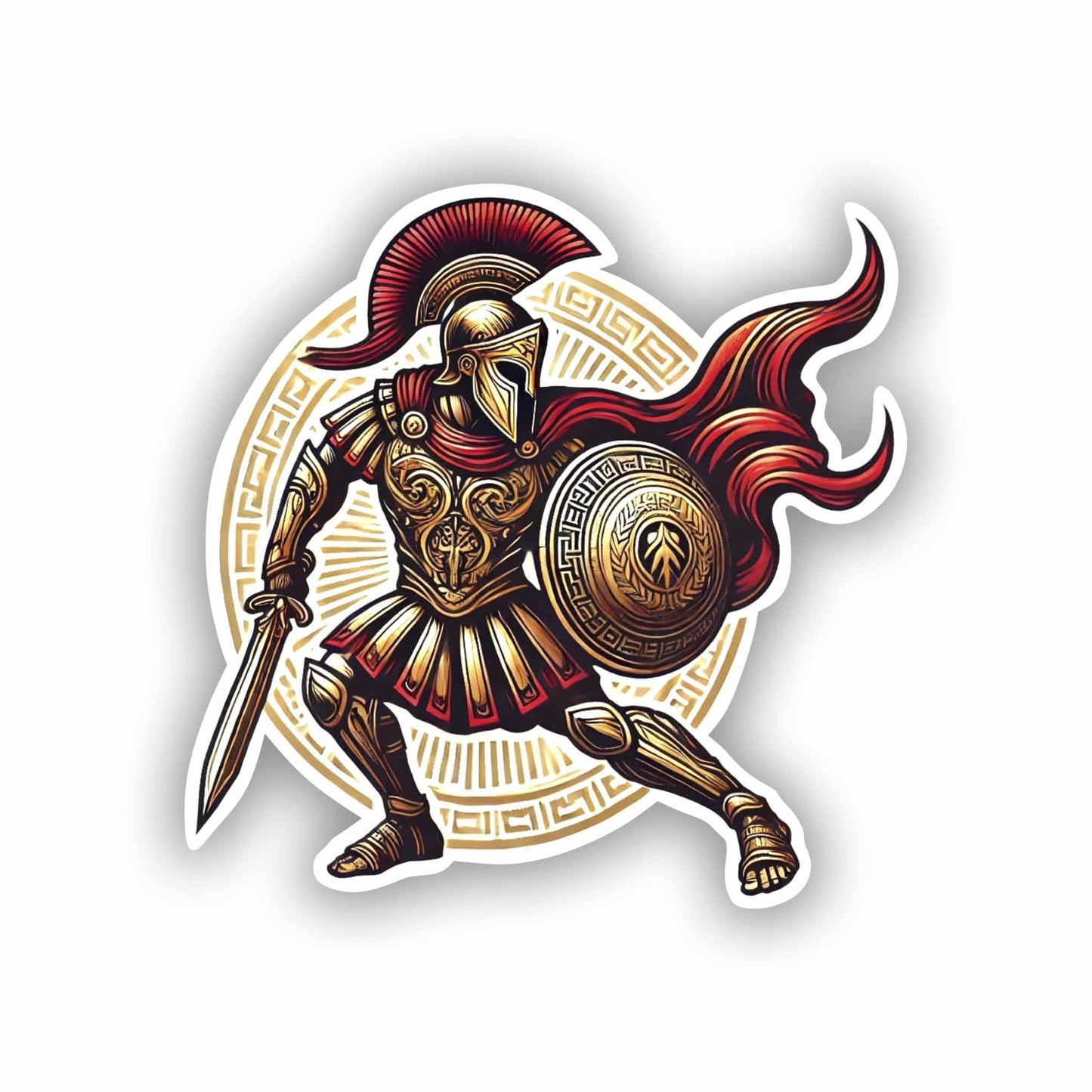 Vinyl sticker: Greek God Spartan Trojan Vinyl Sticker Decal - Dynamic Warrior Battle Stance for Laptop, Wall, Car, Window, Bumper, Truck - Waterproof, Durable Auto, and Water Bottle Decal