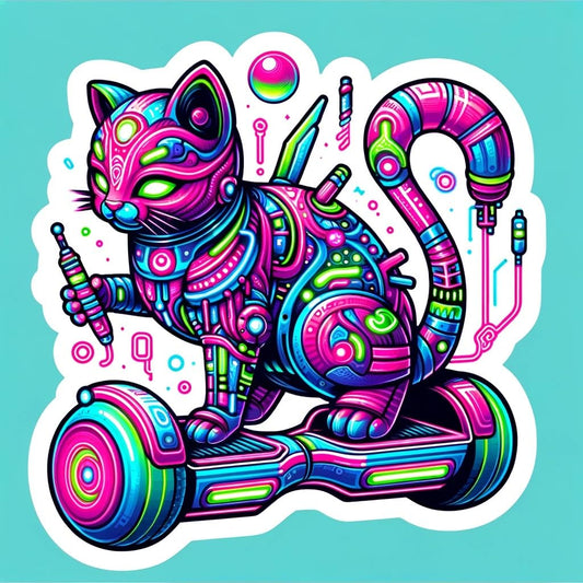 Vinyl sticker: Cyberpunk Cat Sticker Decal - Futuristic Design for Laptop, Wall, Car, Window, Bumper, Truck, Waterproof, Auto, Water Bottle