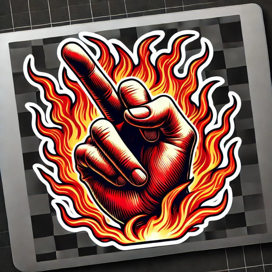 Vinyl sticker: Flaming Fingers Crossed Vinyl Sticker for Laptop, Wall, Car, Window, Bumper, Truck, Waterproof Auto, and Water Bottle Decoration (4)