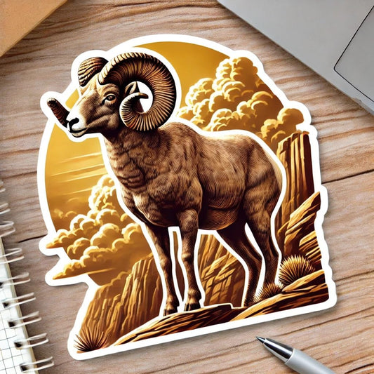 Vinyl sticker: Desert Bighorn Sheep Vinyl Sticker – Laptop, Wall, Car, Window, Bumper, Decal, Truck, Waterproof, Auto, Water Bottle