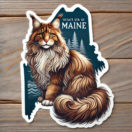 Vinyl sticker: Maine Coon Cat Sticker Vinyl Decal for Laptop, Wall, Car, Window, Bumper, Waterproof Truck, Auto, Water Bottle (4)