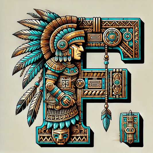 Vinyl sticker: Aztec Letterings: Knights and Warriors Letter F Vinyl Sticker for Laptop Wall Car Window Bumper Truck Waterproof Auto Water Bottle