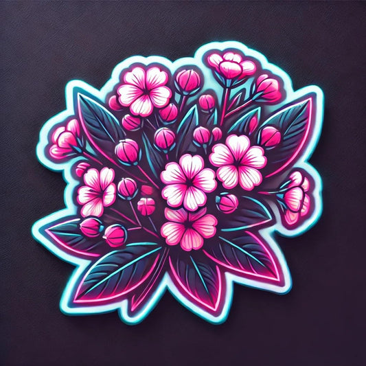 Vinyl sticker: Neon Mountain Laurel Laptop Wall Car Window Bumper Sticker Decal Truck Waterproof Auto Water Bottle Pennsylvania Glowing Floral Art (4)