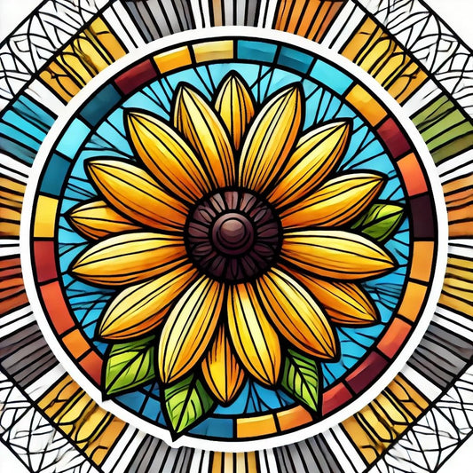 Vinyl sticker: Black-Eyed Susan Maryland Wildflower Laptop Wall Car Window Bumper Sticker Decal Truck Waterproof Auto Water Bottle Stained Glass Art