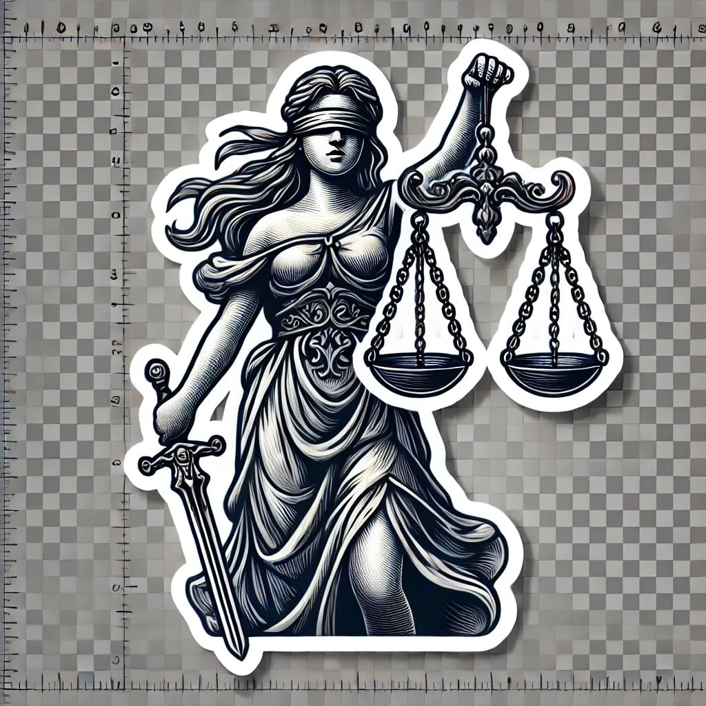 Vinyl sticker: Lady Justice Vinyl Sticker for Laptop, Wall, Car, Window, Bumper, Decal for Truck, Waterproof Auto and Water Bottle Decoration, Symbol of Law