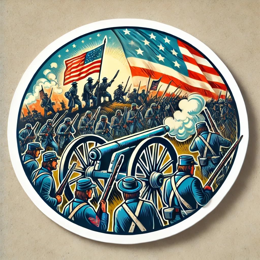 Vinyl sticker: Battle of Gettysburg Sticker - Vibrant Vinyl Decal for Laptop, Wall, Car, Window, Bumper, Truck, Water Bottle - Historical Battlefield Scene Design (8)