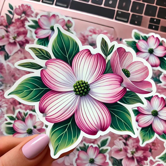 Vinyl sticker: Dogwood Flower Art Sticker – Laptop, Wall, Car, Window, Bumper, Decal, Truck, Waterproof, Auto, Water Bottle