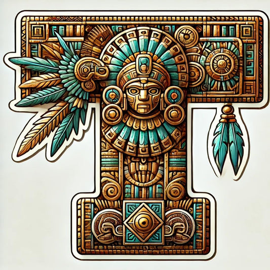 Vinyl sticker: Aztec Letterings: Knights and Warriors Letter T Vinyl Sticker for Laptop Wall Car Window Bumper Truck Waterproof Auto Water Bottle