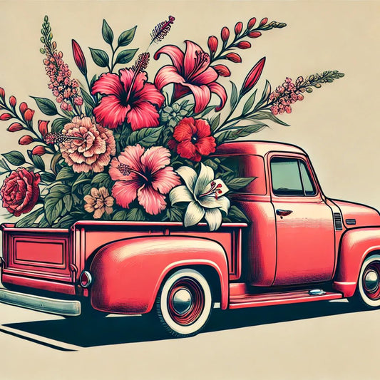 Vinyl sticker: Floral Truck Art Sticker Decal - Cream Vintage Design with Blooming Flowers for Laptop, Wall, Car, Window, Bumper, Truck - Waterproof, Durable Auto, and Water Bottle Decoration (8)
