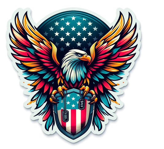 Vinyl sticker: Patriotic Bald Eagle American Flag Shield Decal Sticker for Car, Laptop, Wall, Window, Bumper, Truck, Waterproof Auto, Water Bottle