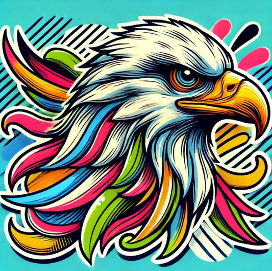 Vinyl sticker: Energetic Pop-Art Eagle Decal Sticker for Laptop, Car, Wall, Window, Bumper, and Truck – Artistic Bold Bird Design, Waterproof Vinyl Decor (6)