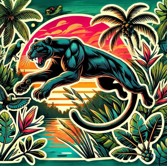 Vinyl sticker: Florida Panther Sticker - Dynamic and Vibrant Wildlife Decal for Laptop, Car, Window, Bumper, and Water Bottle
