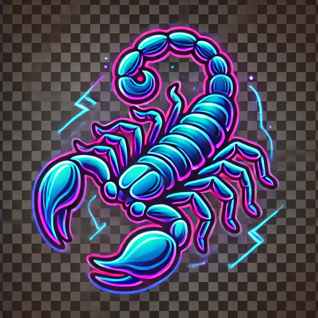 Vinyl sticker: Neon Scorpion Laptop, Wall, Car, Window, Bumper, Sticker, Decal - Waterproof, Auto, Water Bottle, Truck, Durable Vinyl, Glowing Scorpion Design