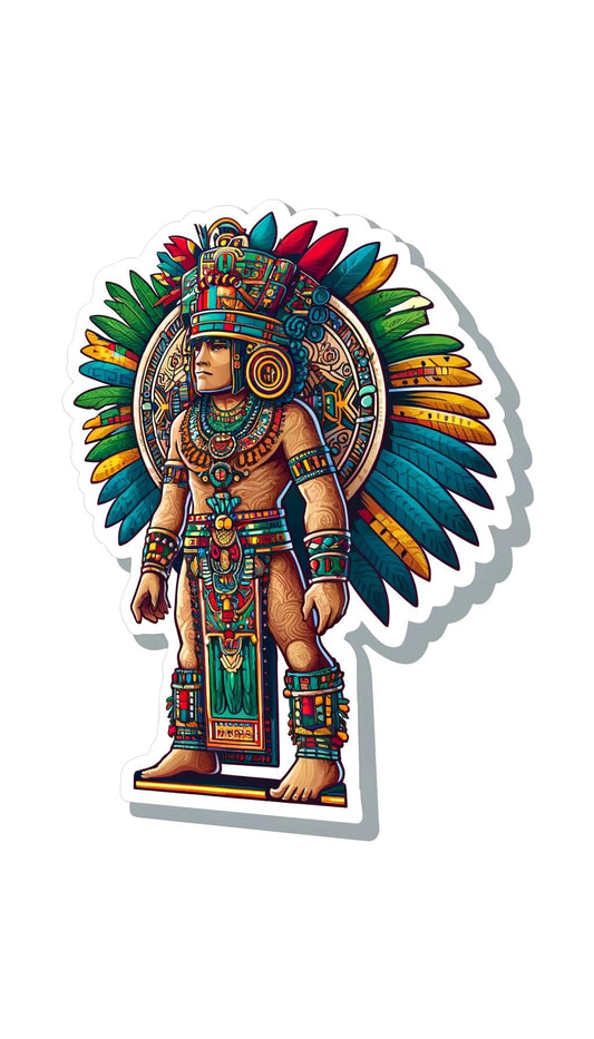 Vinyl sticker: Aztec God Tonatiuh Full-Body Sticker Decal for Laptop, Wall, Car, Window, Bumper, Truck, Waterproof, Auto, Water Bottle. (4)