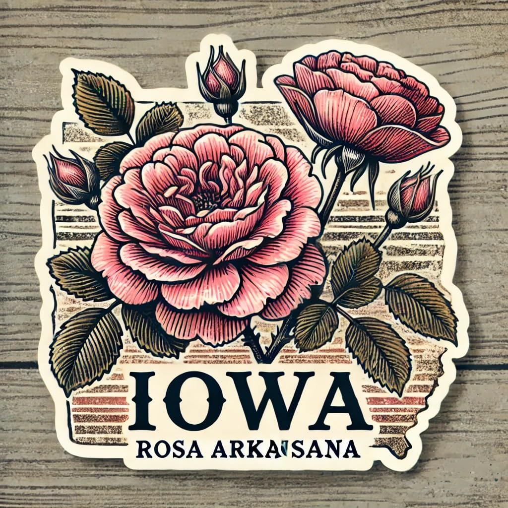 Vinyl sticker: Iowa Rosa Arkansana Vintage Laptop Wall Car Window Bumper Sticker Decal Truck Waterproof Auto Water Bottle